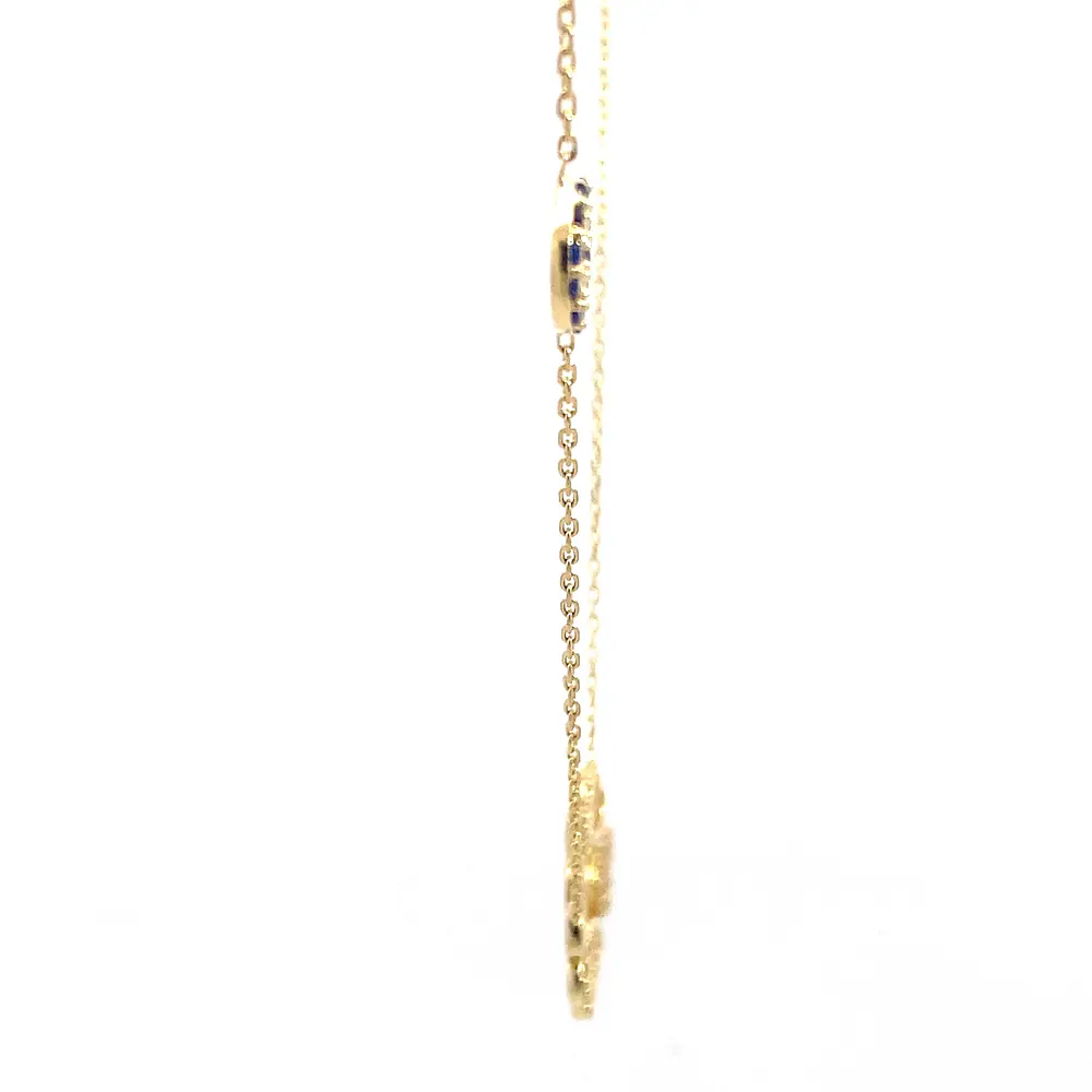 Cadena Labrada con Dije Flor y Corazones 18K