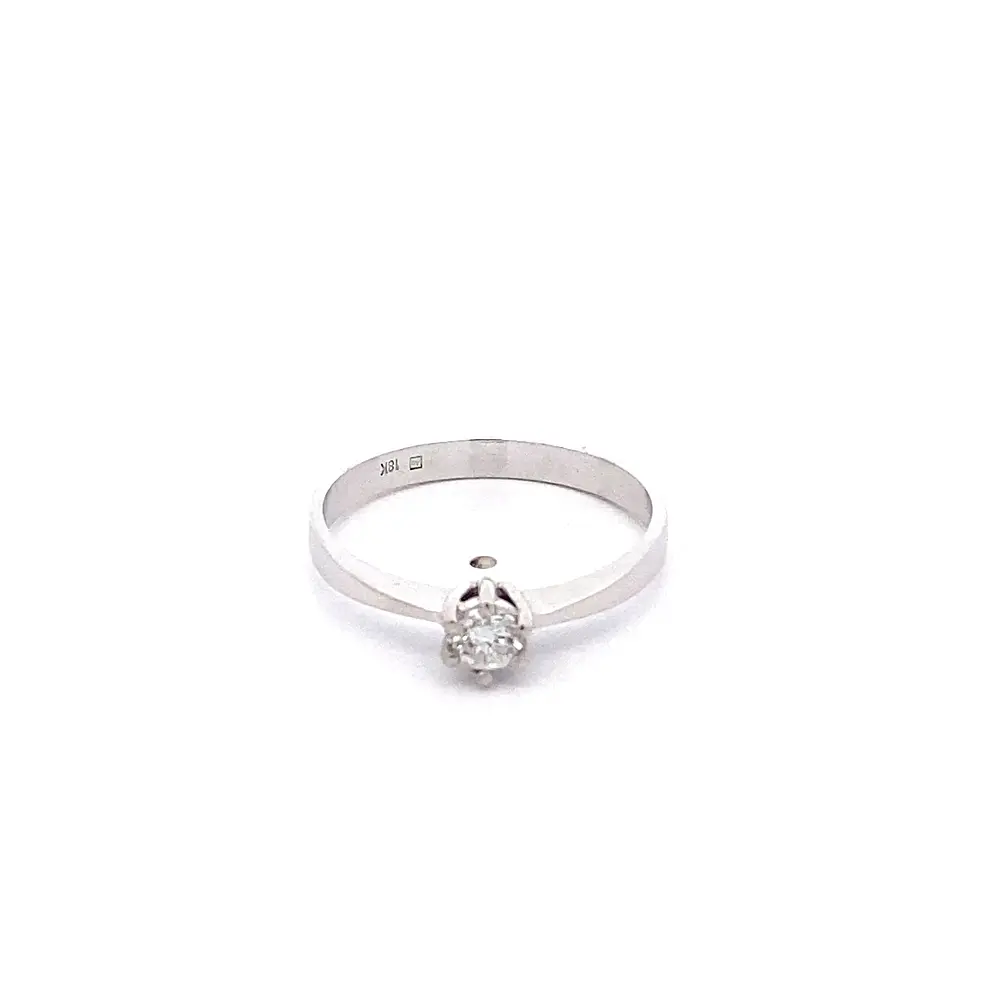 Anillo Solitario de Oro Blanco 18K con Diamante 0,23 ct