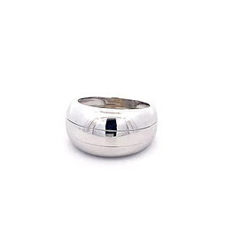 Anillo Bombé Rodinado de Oro Blanco 18K