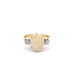 Anillo Sello de Oro Amarillo 18K con Nácar y 2 Diamantes Naturales