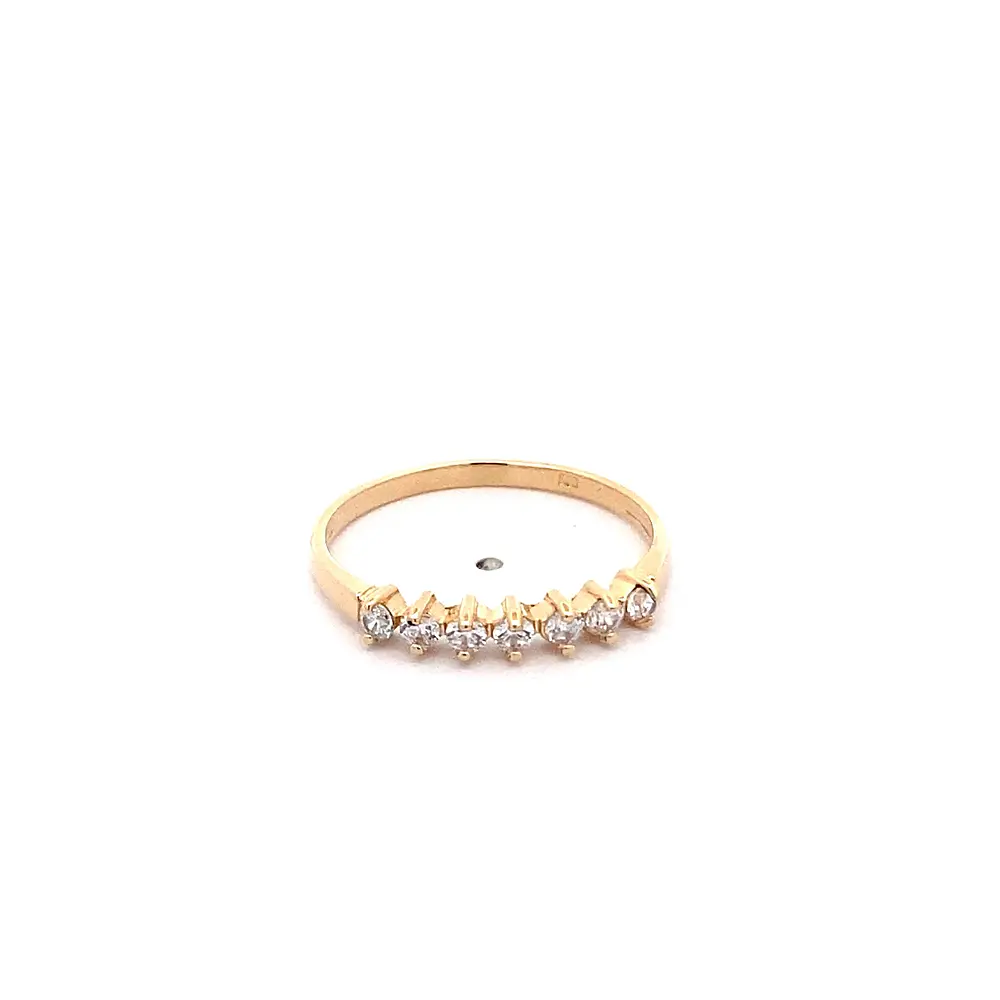 Anillo Cintillo de Oro Amarillo 18K con 7 Piedras Incoloras