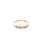 Anillo Cintillo de Oro Amarillo 18K con 7 Piedras Incoloras