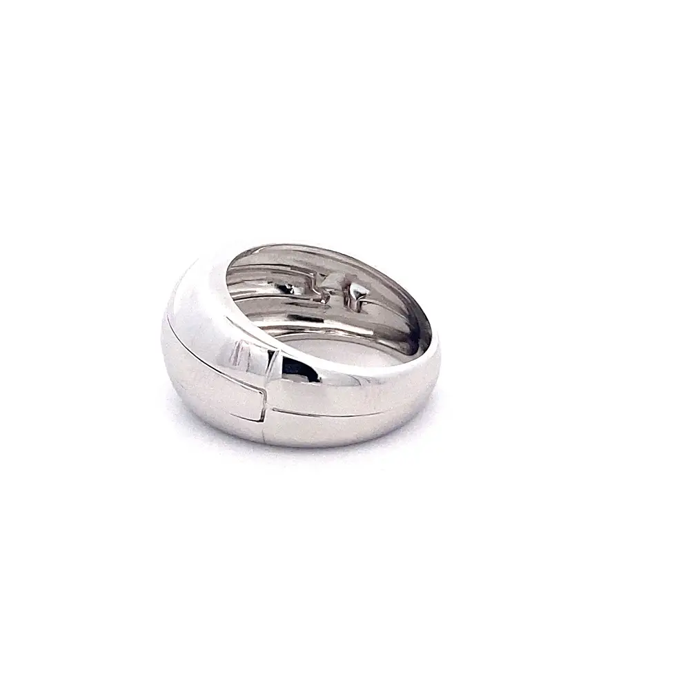 Anillo Bombé Rodinado de Oro Blanco 18K