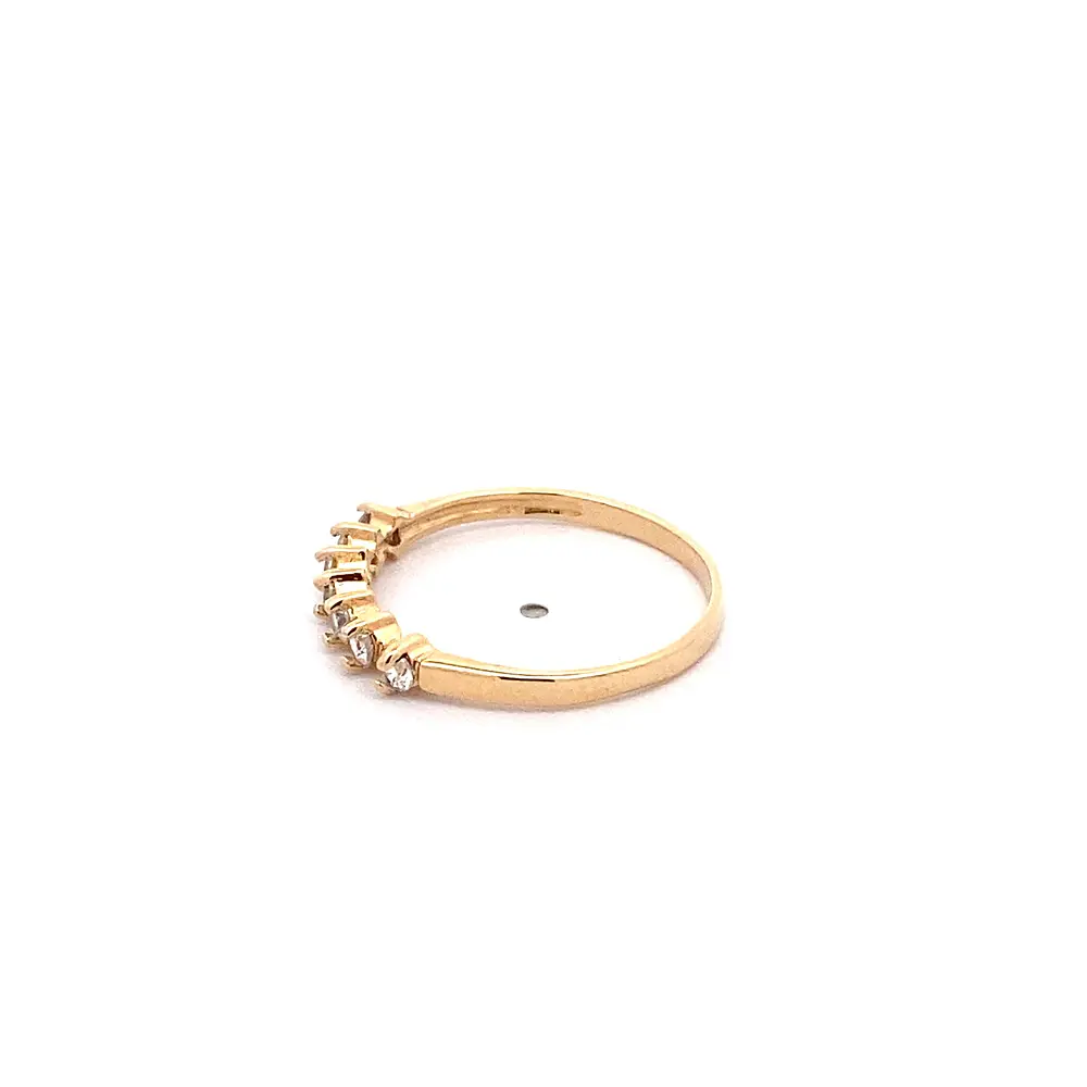 Anillo Cintillo de Oro Amarillo 18K con 7 Piedras Incoloras