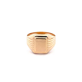 Anillo Sello con Tallado Lateral de Oro Amarillo 18K