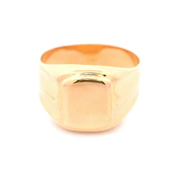 Anillo Sello con Tallado Lateral de Oro Amarillo 18K