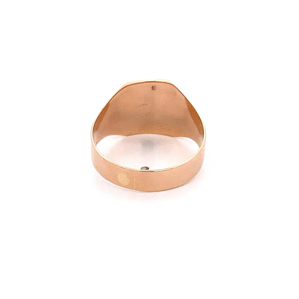 Anillo Sello de Oro Amarillo 18K con Piedra Incolora Tallada