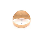 Anillo Sello de Oro Amarillo 18K con Piedra Fucsia y Tallado Lateral