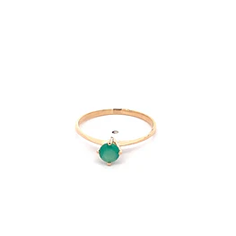 Anillo Solitario de Oro Amarillo 18K con Piedra Verde