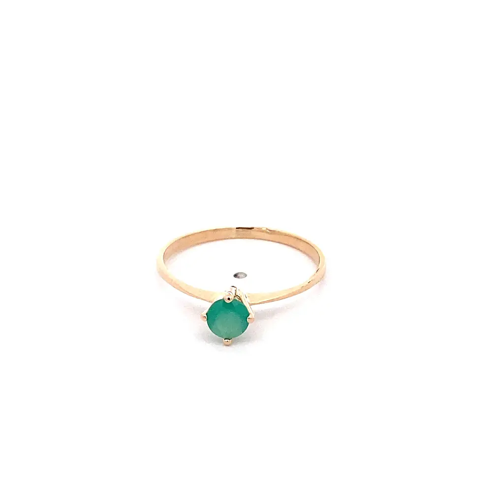 Anillo Solitario de Oro Amarillo 18K con Piedra Verde