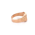 Anillo Sello de Oro Amarillo 18K con Piedra Incolora Tallada