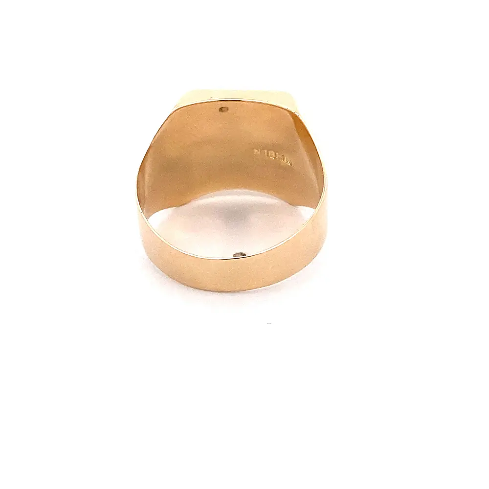 Anillo Sello con Tallado Lateral de Oro Amarillo 18K