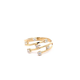 Anillo Calado de Oro Amarillo 18K con Piedras Incoloras