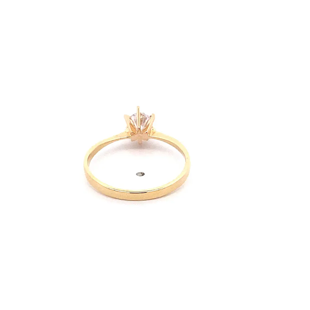 Anillo Solitario de Oro Amarillo 18K con Piedra Incolora
