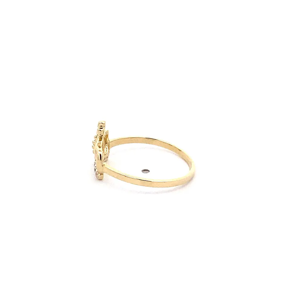 Anillo Corona de Oro Amarillo 18K con Piedras Incoloras