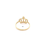 Anillo Corona de Oro Amarillo 18K con Piedras Incoloras