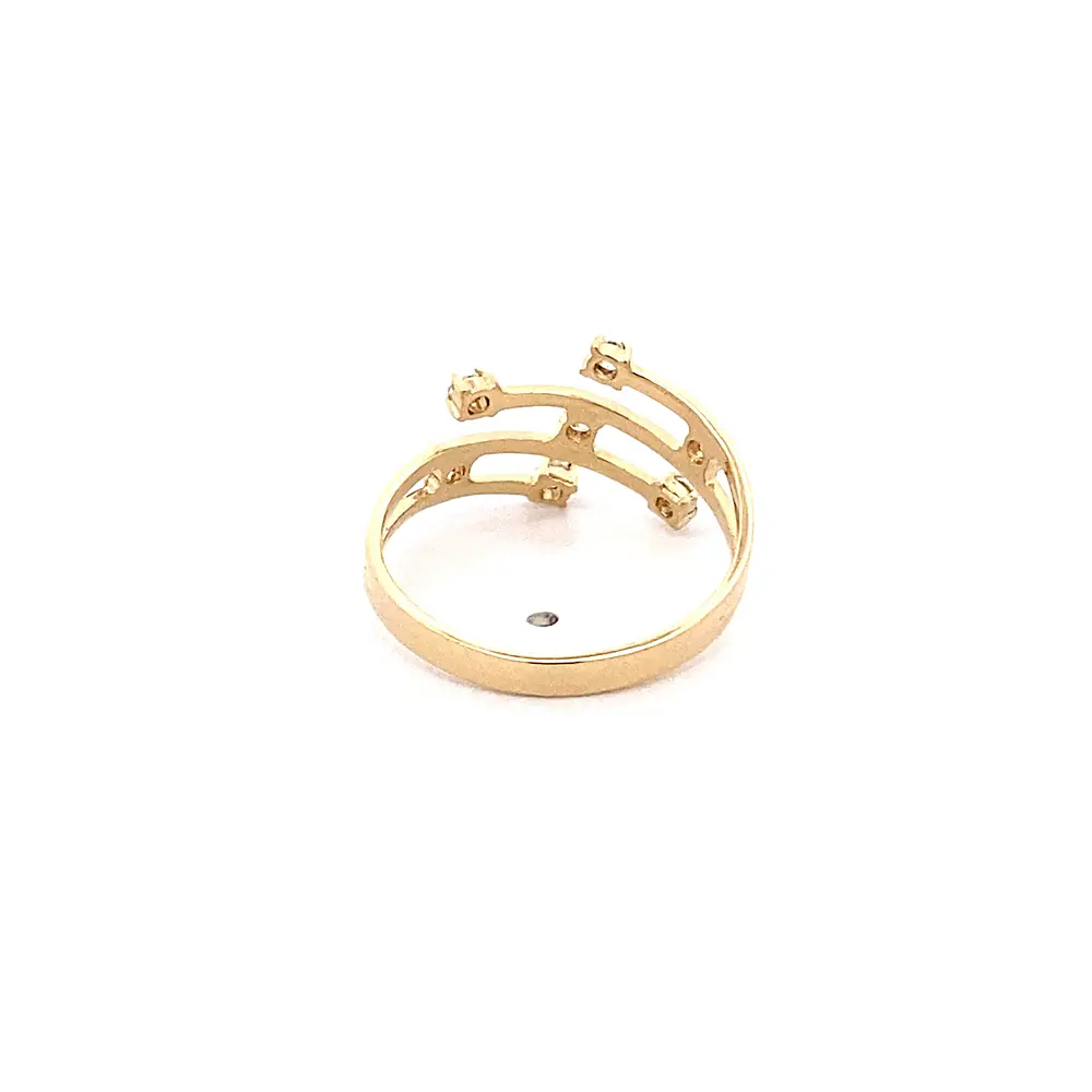Anillo Calado de Oro Amarillo 18K con Piedras Incoloras