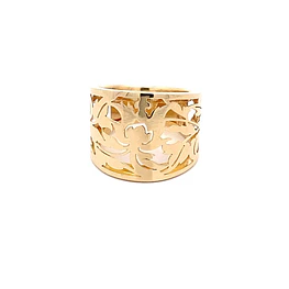 Anillo Bombé Calado Hojas de Oro Amarillo 18K