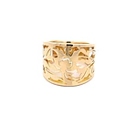 Anillo Bombé Calado Hojas de Oro Amarillo 18K