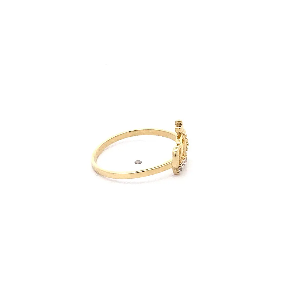 Anillo Corona de Oro Amarillo 18K con Piedras Incoloras