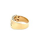 Anillo Sello Rectangular de Oro Amarillo 18K con Flores y Piedras Incoloras
