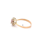 Anillo Lady Di de Oro Amarillo 18K con Piedra Rosada e Incoloras