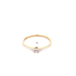 Anillo Solitario de Oro Amarillo 18K con Piedra Incolora
