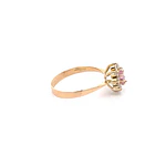 Anillo Lady Di de Oro Amarillo 18K con Piedra Rosada e Incoloras