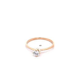Anillo Solitario de Oro Amarillo 18K con Piedra Incolora