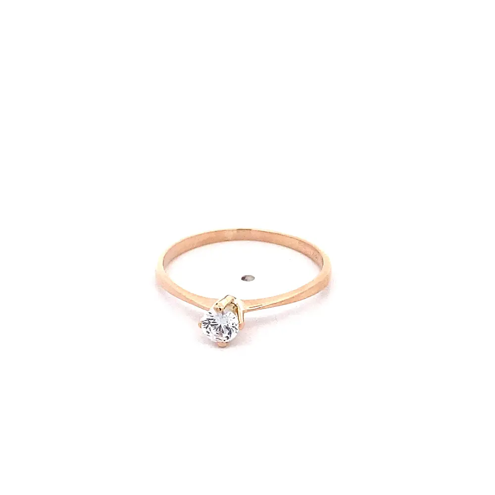 Anillo Solitario de Oro Amarillo 18K con Piedra Incolora