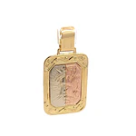 Colgante Placa Perfil de Cristo Tres Oros 18K con Valier