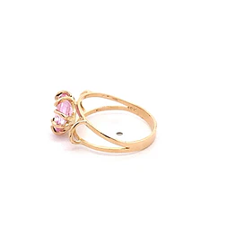 Anillo Calado de Oro Amarillo 18K con Piedra Rosada
