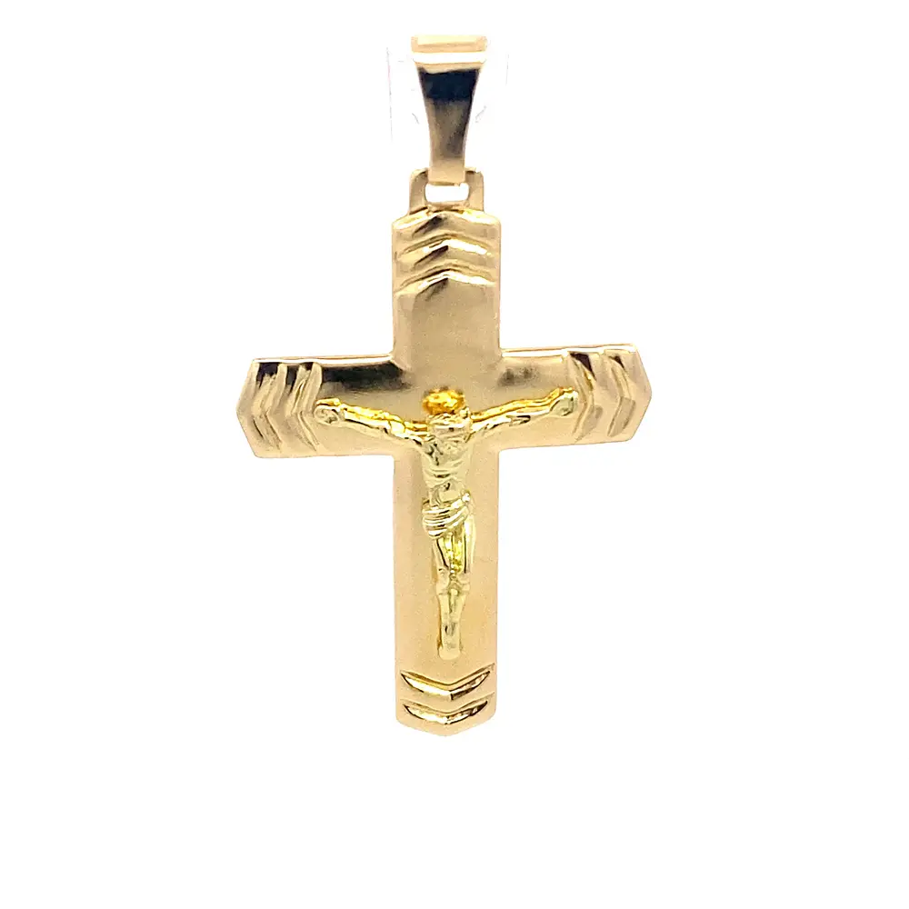 Colgante Crucifijo de Oro Amarillo 18K con Valier
