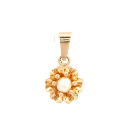 Colgante Flor de Oro Amarillo 18K con Perla