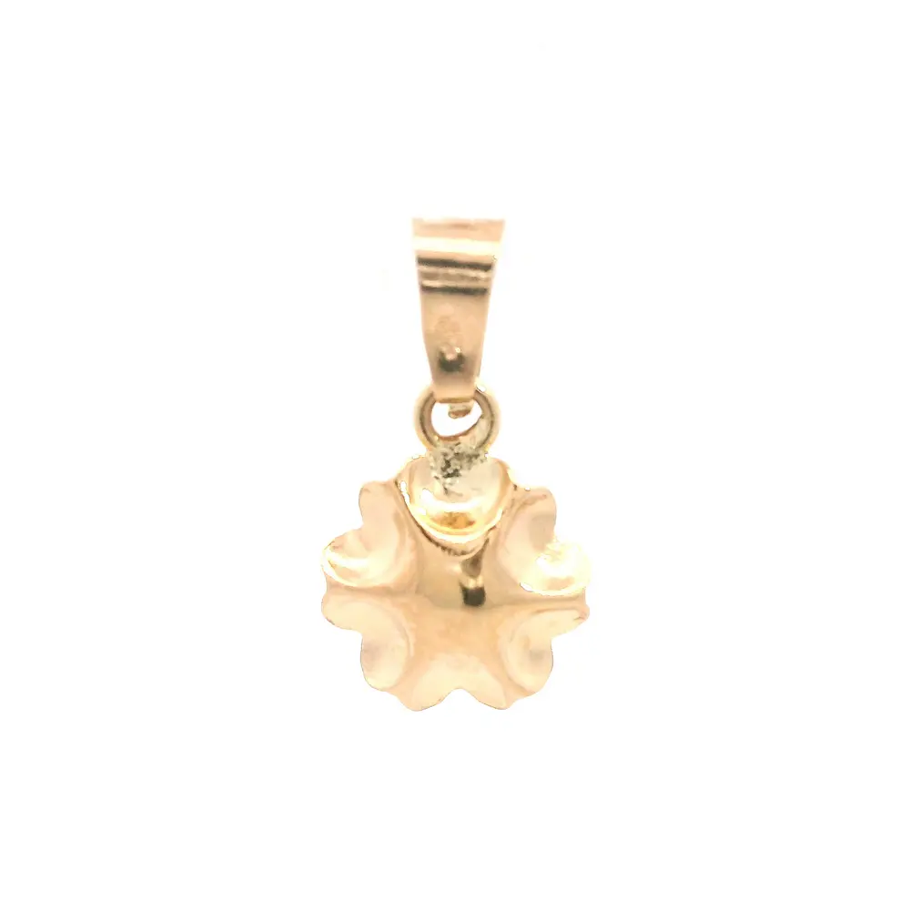 Colgante Flor de Oro Amarillo 18K con Perla