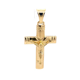 Colgante Crucifijo de Oro Amarillo 18K con Valier