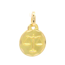 Colgante Medalla Balanza de Oro Amarillo 18K con Valier