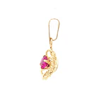 Colgante Flor de Oro Amarillo 18K con Piedra Fucsia