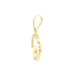 Colgante Medalla Circular de Oro Amarillo 18K con Corazón y Piedras Incoloras