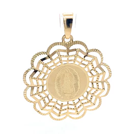 Colgante Medalla Calada Virgen de Oro Amarillo 18K