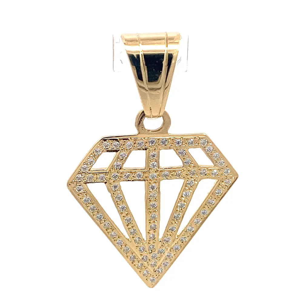 Colgante Diamante Calado de Oro Amarillo 18K con Piedras Incoloras