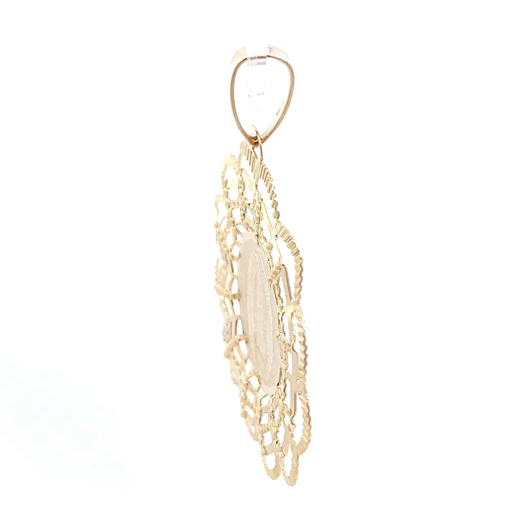 Colgante Medalla Calada Virgen de Oro Amarillo 18K