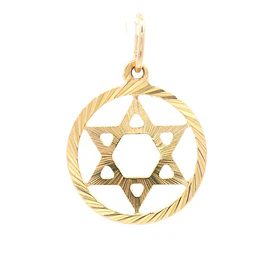 Colgante Medalla Estrella de David de Oro Amarillo 18K