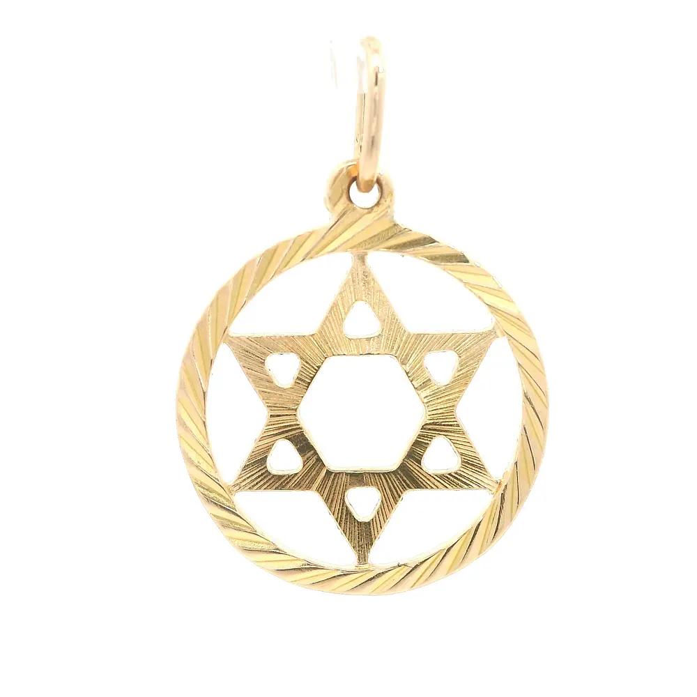 Colgante Medalla Estrella de David de Oro Amarillo 18K