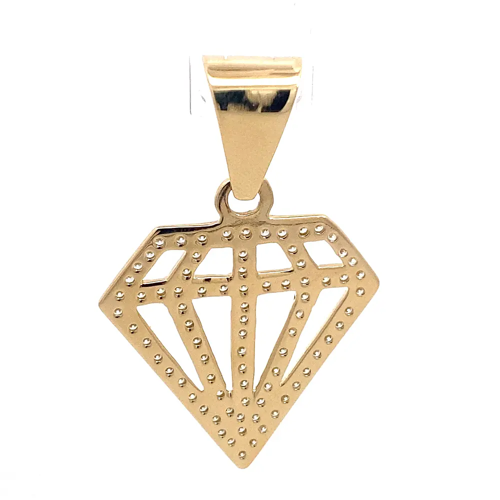 Colgante Diamante Calado de Oro Amarillo 18K con Piedras Incoloras
