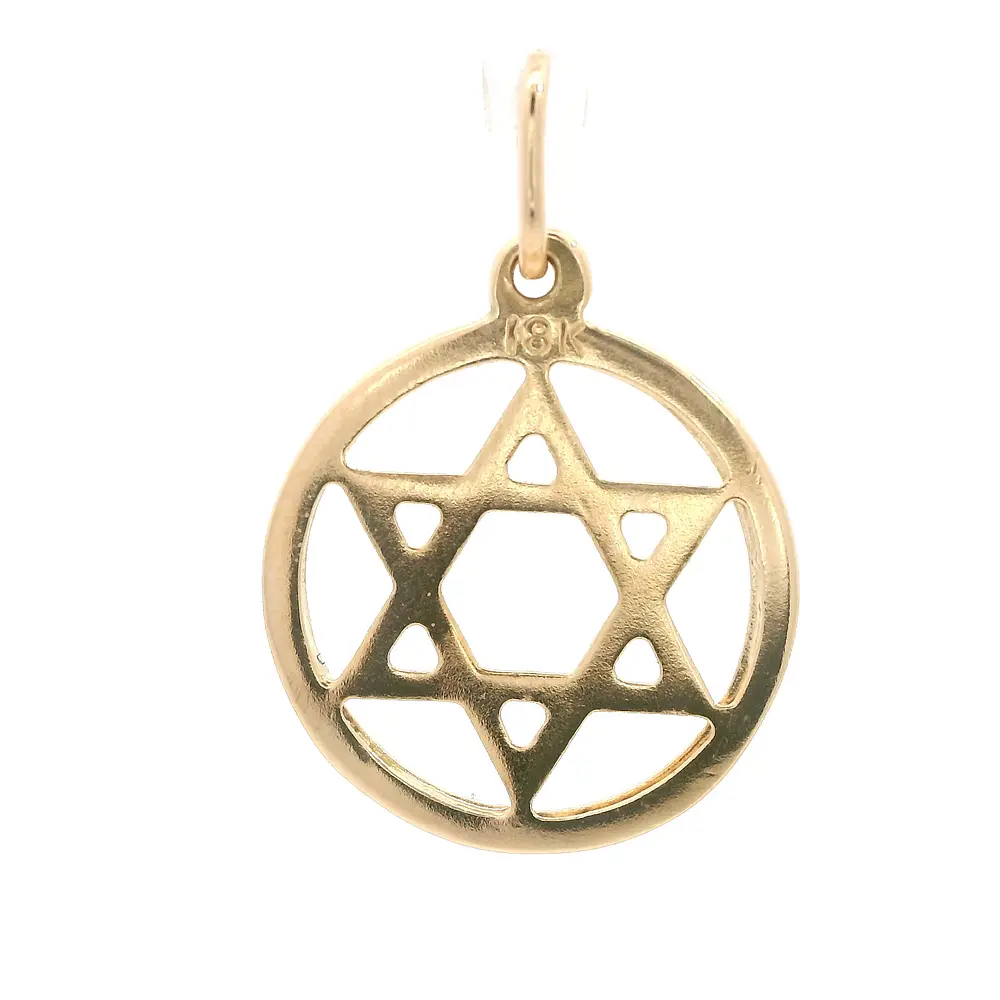 Colgante Medalla Estrella de David de Oro Amarillo 18K
