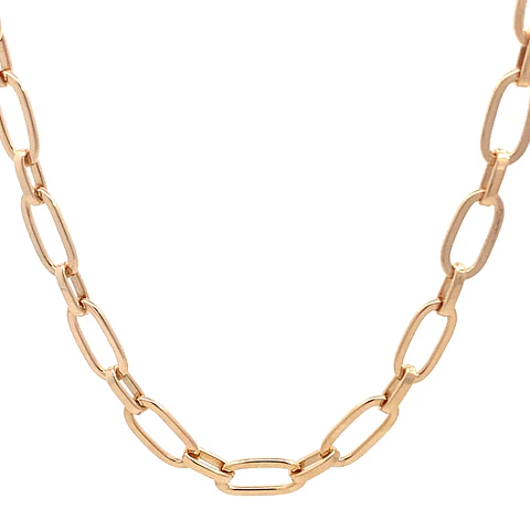 Cadena Rolo Ovalado de Oro Rosado 18K