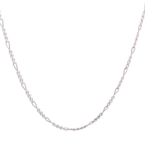 Cadena Fígaro 3x1 Rodinada de Oro Blanco 18K