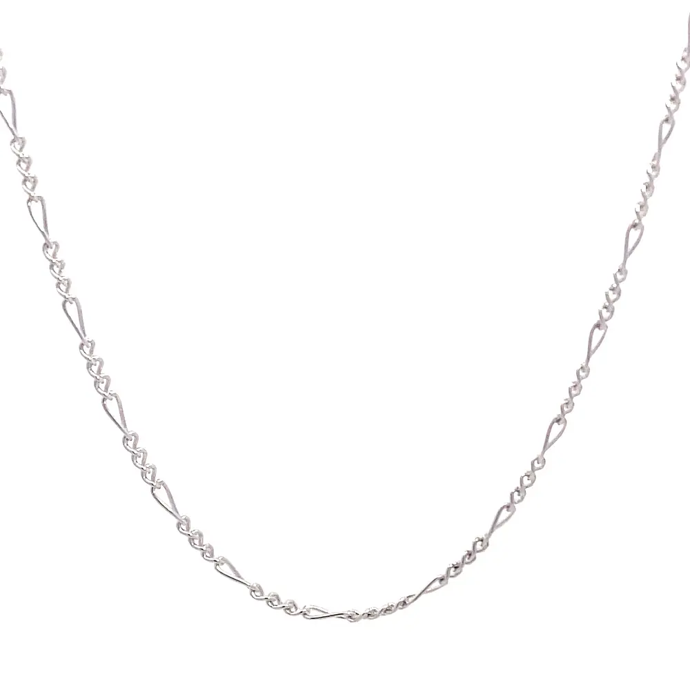 Cadena Fígaro 3x1 Rodinada de Oro Blanco 18K