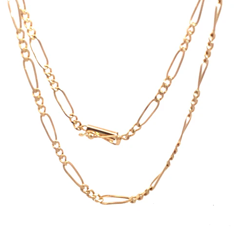 Cadena Fígaro 3x1 de Oro Rosado 18K